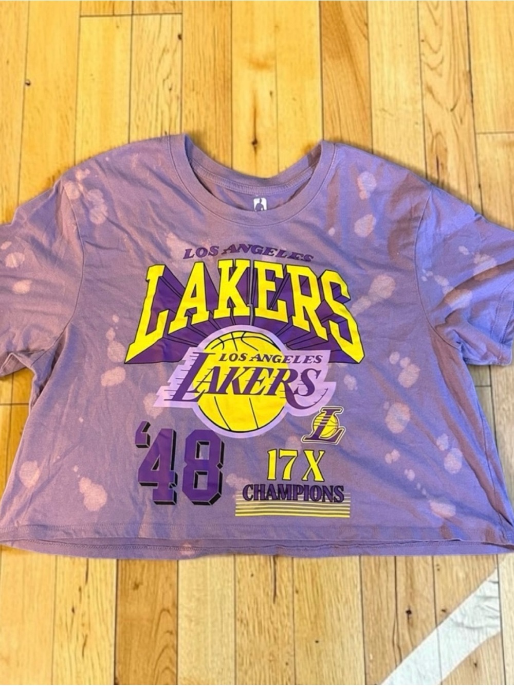 Los Angeles Lakers Purple Bleach Dye Crop Tee XL